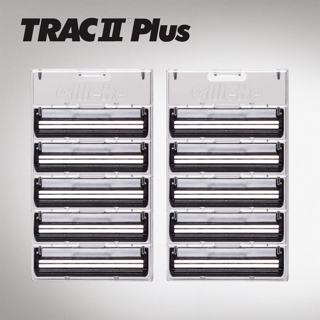 Gillette TRAC II Plus Mens Razor Blade Refills, 10 Count, Delivers a Clean, Close Shave