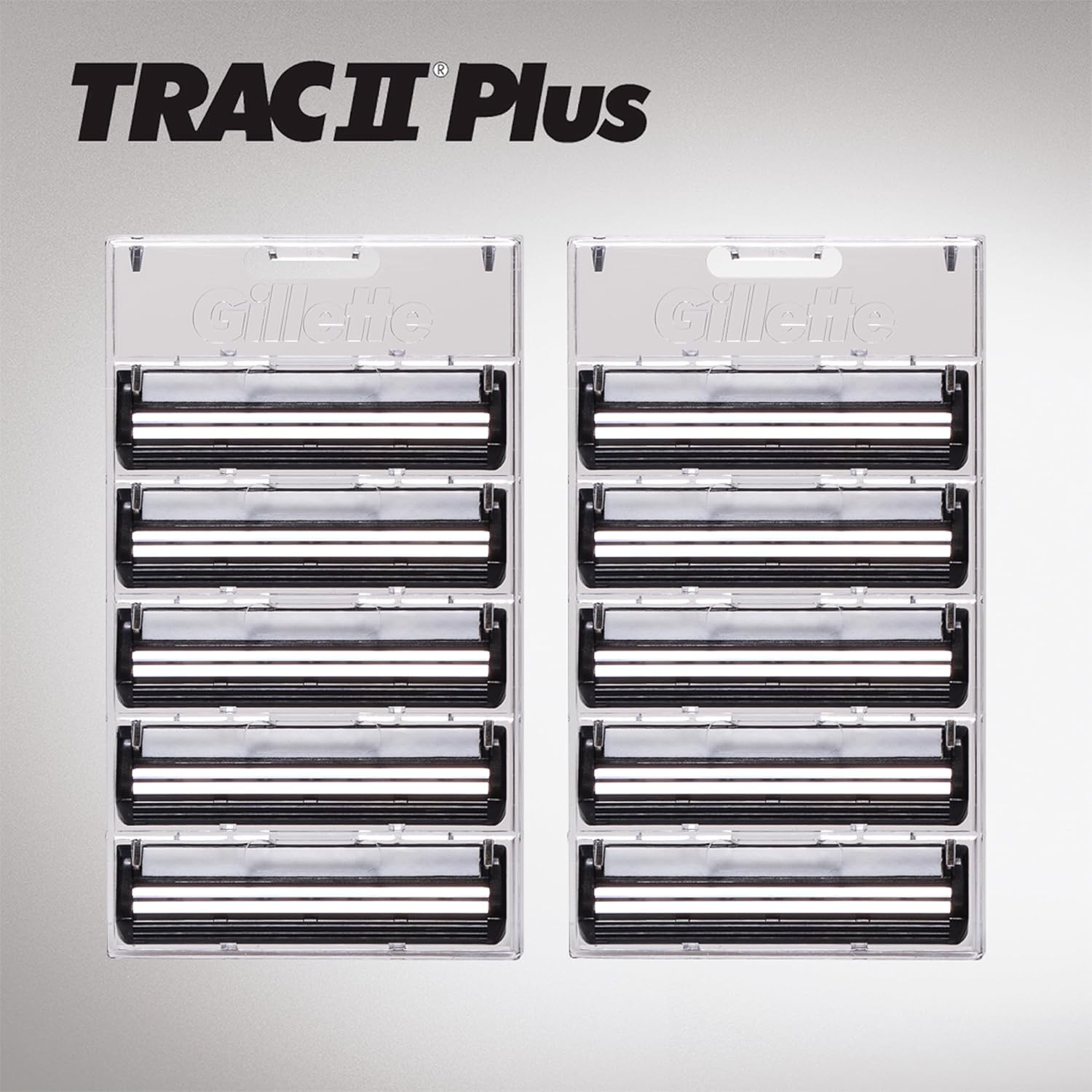 Gillette TRAC II Plus Mens Razor Blade Refills, 10 Count, Delivers a Clean, Close Shave