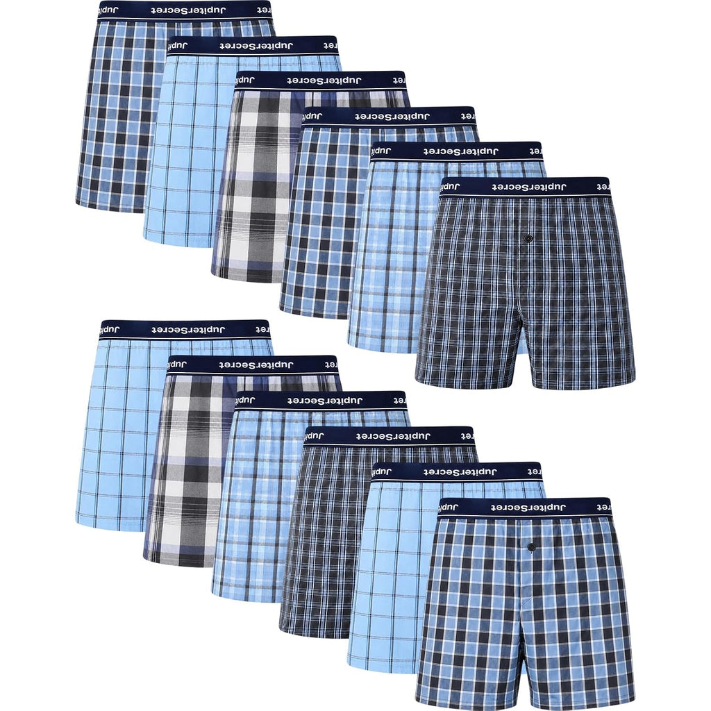 Mens Boxer Shorts Inverted Waistband 100% Cotton Men'S Classic Fit Woven Boxers Underwear Pack