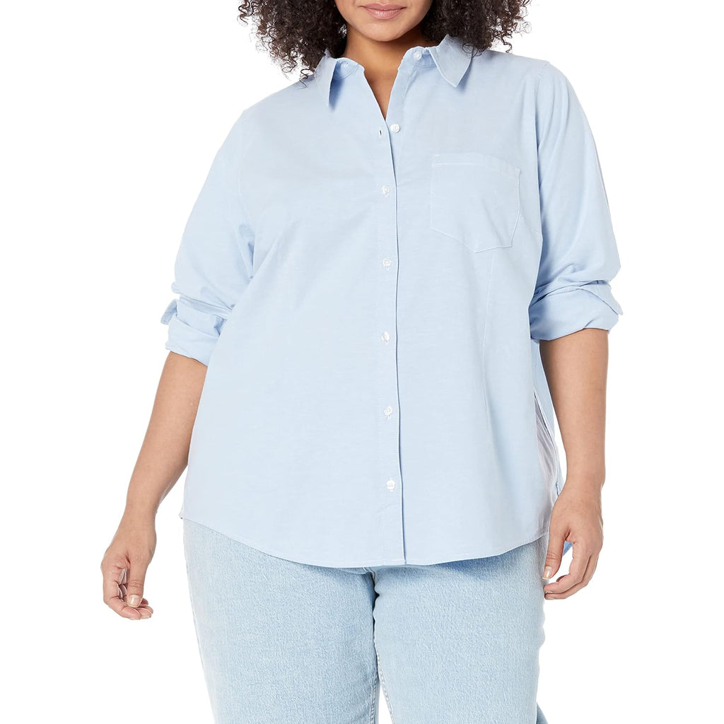 Amazon Essentials Women'S Long Sleeve Button Down Stretch Oxford Shirt (Available In Plus Size)