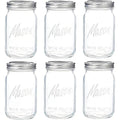 WELLIFE Wide Mouth Mason Jars, 6 Pack Mason Jars 32 oz for Pickling, Canning, Fermenting and Food Storage, Microwave & Dishwasher Safe