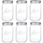 WELLIFE Wide Mouth Mason Jars, 6 Pack Mason Jars 32 oz for Pickling, Canning, Fermenting and Food Storage, Microwave & Dishwasher Safe
