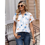 Women Blouses Short Sleeve Button Down Shirts Business Casual Dressy Work Tops Summer Spring Clothes