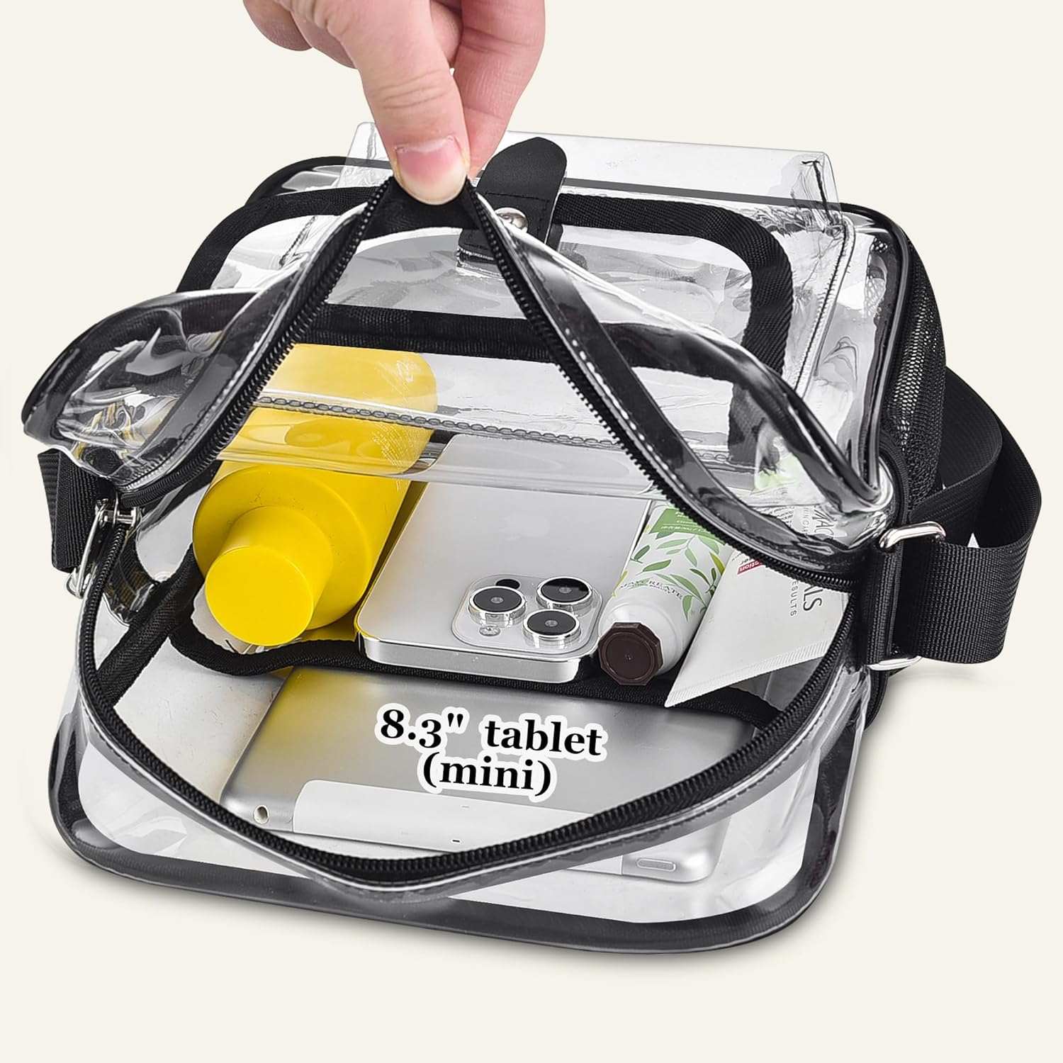 SPODEARS Clear Crossbody Bag for Stadium, Concert, Festival & More - Adjustable Shoulder Strap & Bottle Holder