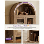 71" Tall Arched Pantry Cabinet With Innovative Drawer, Kitchen Cabinet With Anti-Tipping Device And Glass Door, Versatile Cupboard For Kitchen, Dining, Natrual