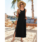 Wiholl Maxi Dress Summer Dresses 2026 Beach Vacation Clothes Sleeveless Sundresses With Pockets Boho S-3Xl