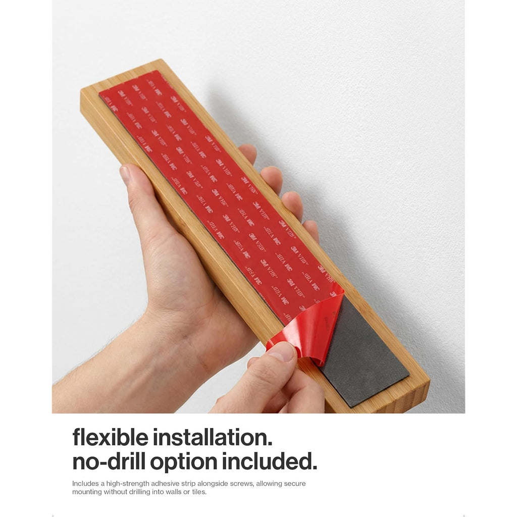 Larhn Magnetic Knife Holder For Wall Or Fridge - No-Drill Bamboo Knife Magnetic Strip, 16″ - Renter Friendly