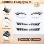 Focipeysa Fox Eye Lash Clusters Kit Fox Tail Lashes Cluster Eyelash Extensions Kit With Lash Bond And Seal, Lash Remover Lash，Lash Tweezers Diy Lash Clusters Set