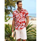 Coofandy Mens Hawaiian Shirt Short Sleeve Button Down Shirts Tropical Summer Beach Shirts Casual Floral Aloha Shirts