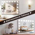 Vanity Mirror With Lights Lighted Makeup Mirror With 15 Dimmable Led Bulbs,3 Color Lighting Modes,Usb Charging Port Touch Control,Sturdy Metal Frame Design 24X18 Inch,White