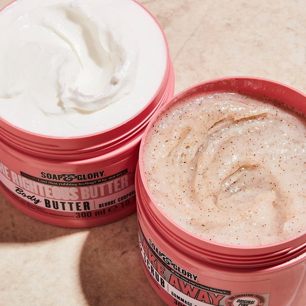 Soap & Glory The Righteous Body Butter - Hydrating Body Moisturizer For Dry Skin With Shea Butter, Vitamin E & Aloe Vera - Rich Lotion For Women - Vegan & Cruelty Free (10.1 Fl Oz)