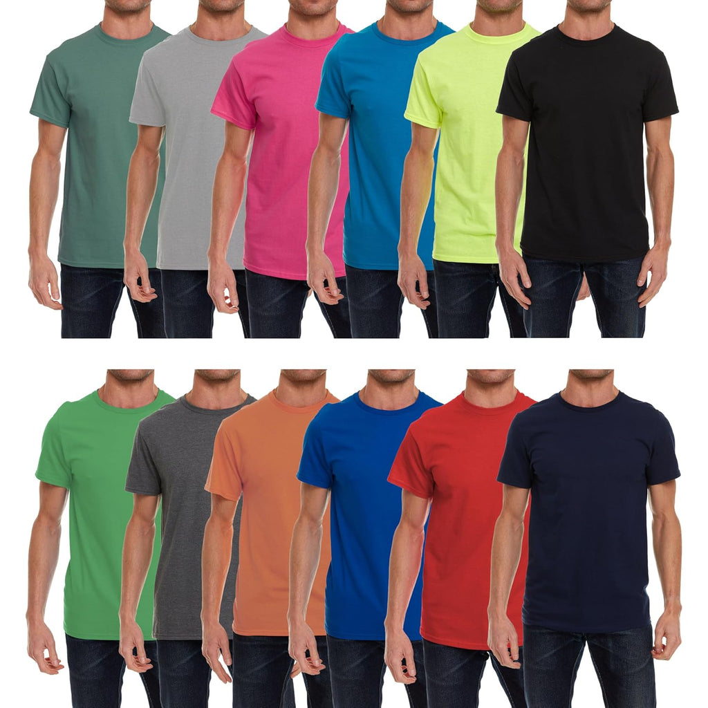 Socks'Nbulk Men'S Cotton Crew Neck Regular T-Shirts Bulk Short Sleeve Lightweight Tees Mix Colors