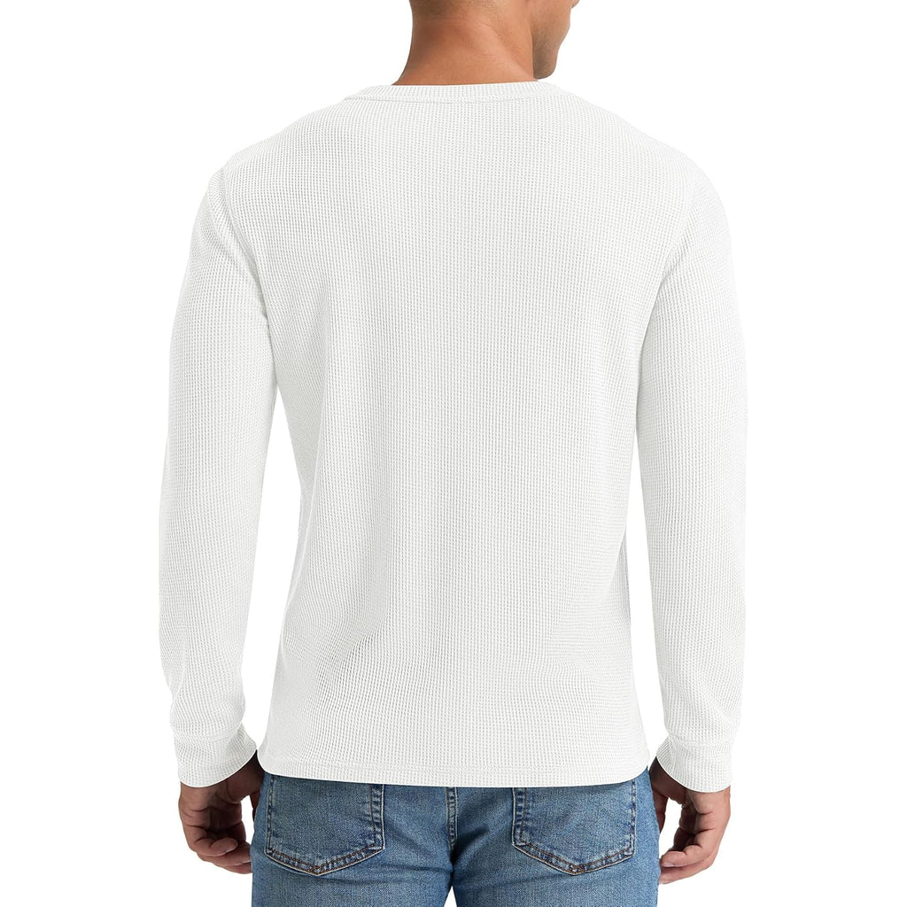 Nitagut Mens Waffle Crewneck Shirts Slim Fit Long Sleeve Casual T-Shirt