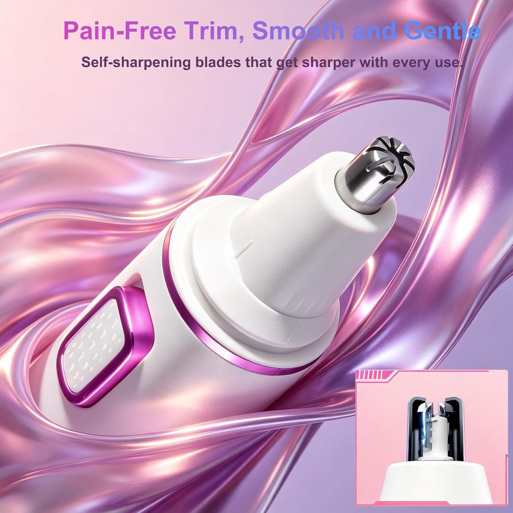 Nose Hair Trimmer for Women,USB Rechargeable Ear and Nose Trimmer,2026 Professiona 2 in 1 Painless Eyebrow & Facial Hair Trimmer Remover,IPX7 Waterproof,Portable Nasal Hair Clipper,Dual-Edge Blades