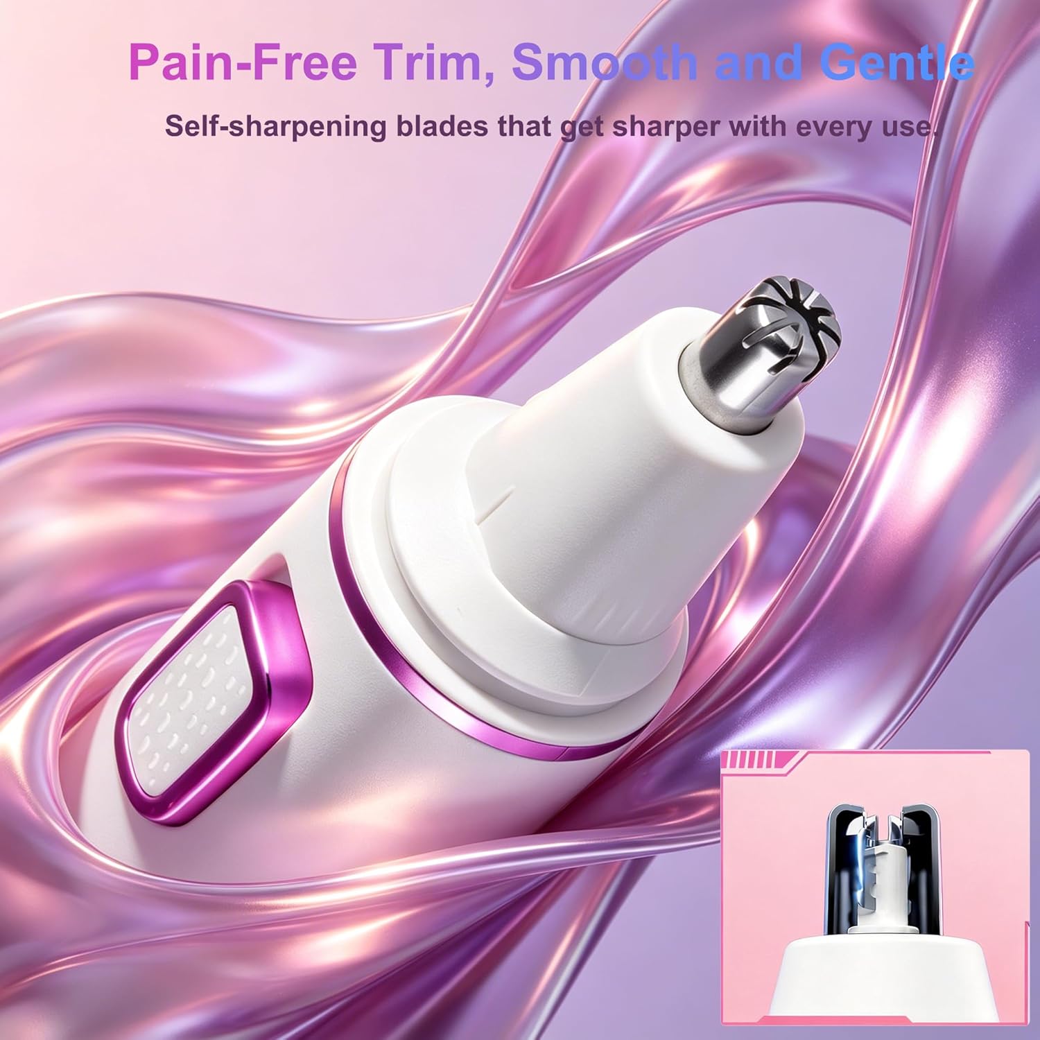 Nose Hair Trimmer for Women,USB Rechargeable Ear and Nose Trimmer,2026 Professiona 2 in 1 Painless Eyebrow & Facial Hair Trimmer Remover,IPX7 Waterproof,Portable Nasal Hair Clipper,Dual-Edge Blades