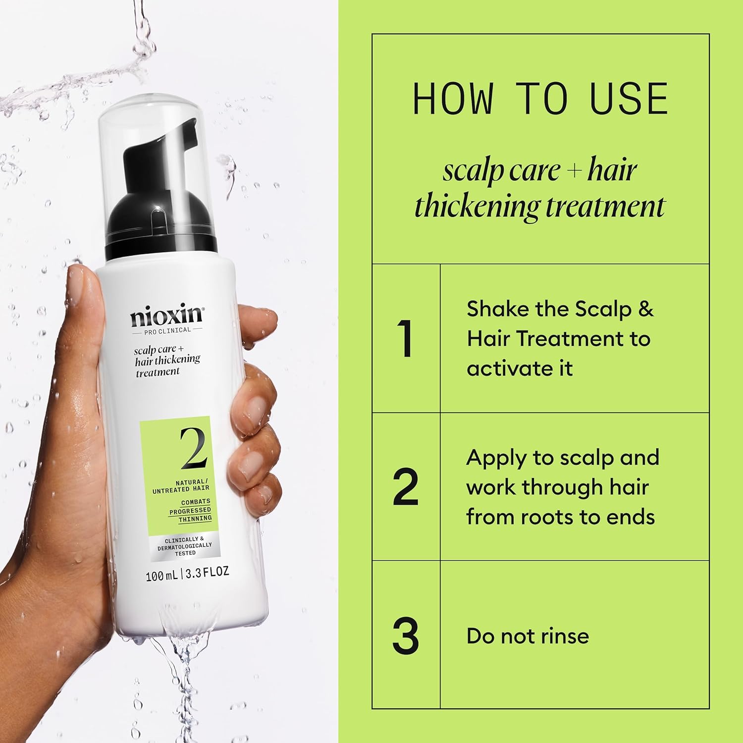 Nioxin System 2 Scalp Care + Hair Thickening Leave-In Treatment | For Natural Hair with Progressed Thinning | Boost Hair Density & Strengthen Against Breakage with Niacinamide & Biotin
