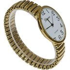 Ladies Large Number Face Stretch Band Watch Gold 1262G