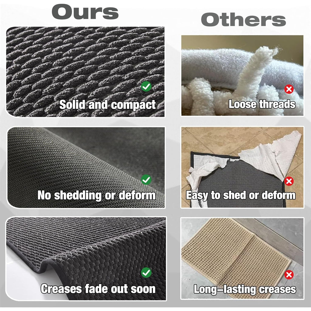 TYUU Bathroom Rugs Non Slip Washable, Super Absorbent Thin Bath Mat Small Quick Dry Low Pile Bathroom Rug, Dark Grey 16"x24"