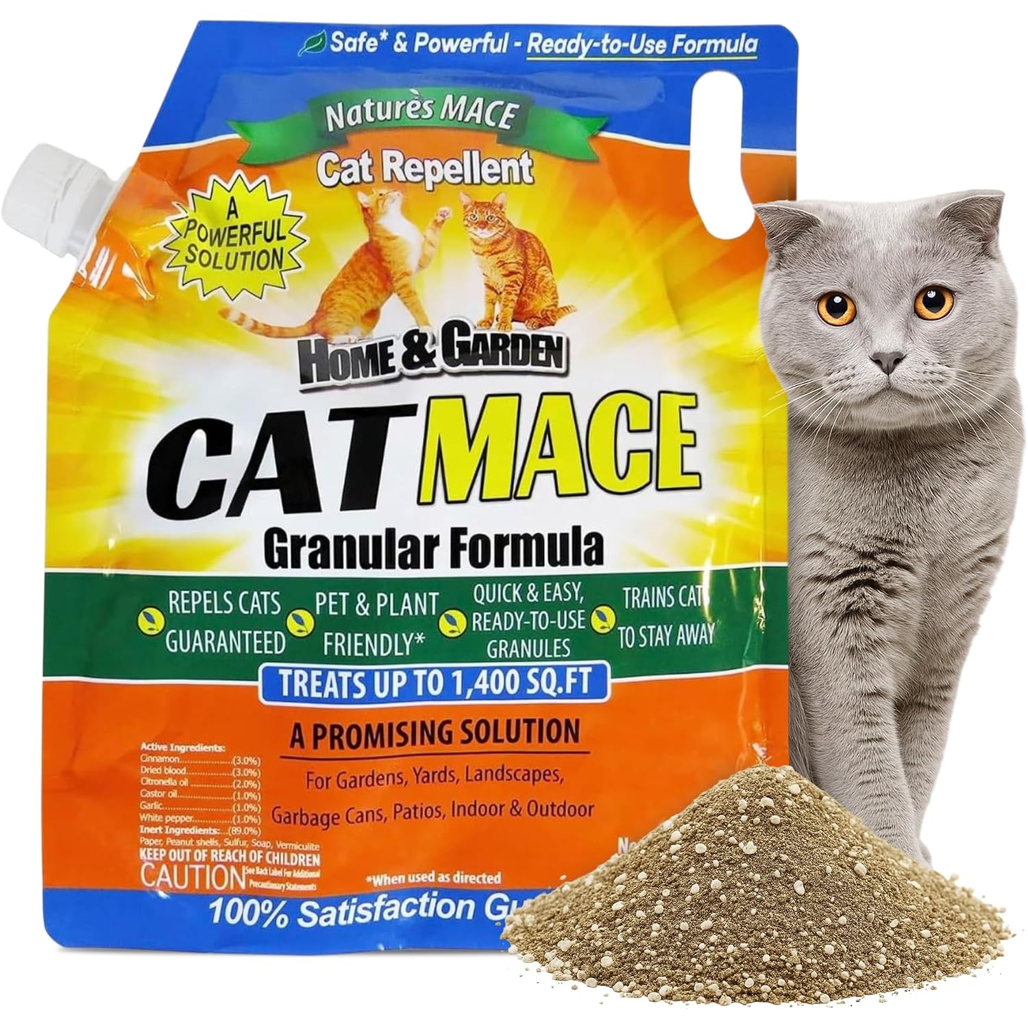 Nature'S Mace, Cat Mace, 2.5Lb Granular, Cat Repellent Outdoor To Keep Cats Away, Keep Cats Out Of Yard Permanently, With Consistent Use, For Garden, Plants, No-Dig, Stray Deterrent