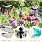 6 Pcs Dragonfly Clips Black Artificial Realistic 3D Dragonflies