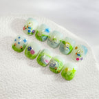 15 Sheets of Nail Stickers for Kids - 735 Cute Nail Stickers - Nail Decals for Girls - Flower, Bunny, Unicorn, Bear, Fruits | Glow in The Dark