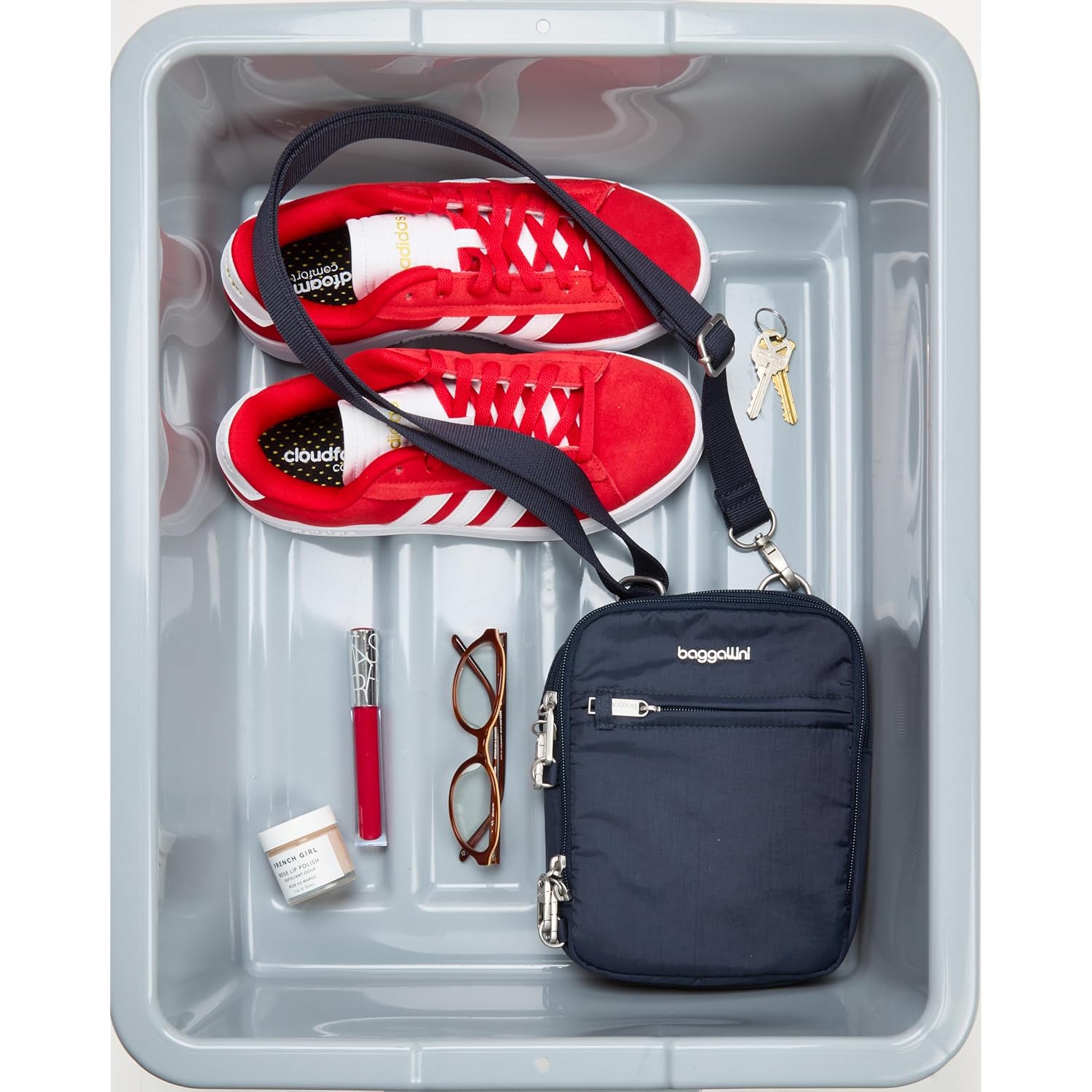 Baggallini Securtex® Anti-Theft Mini Everything Crossbody Bag, 6.3"X8.25" Rfid, Locking Zippers & Cut-Resistant Strap