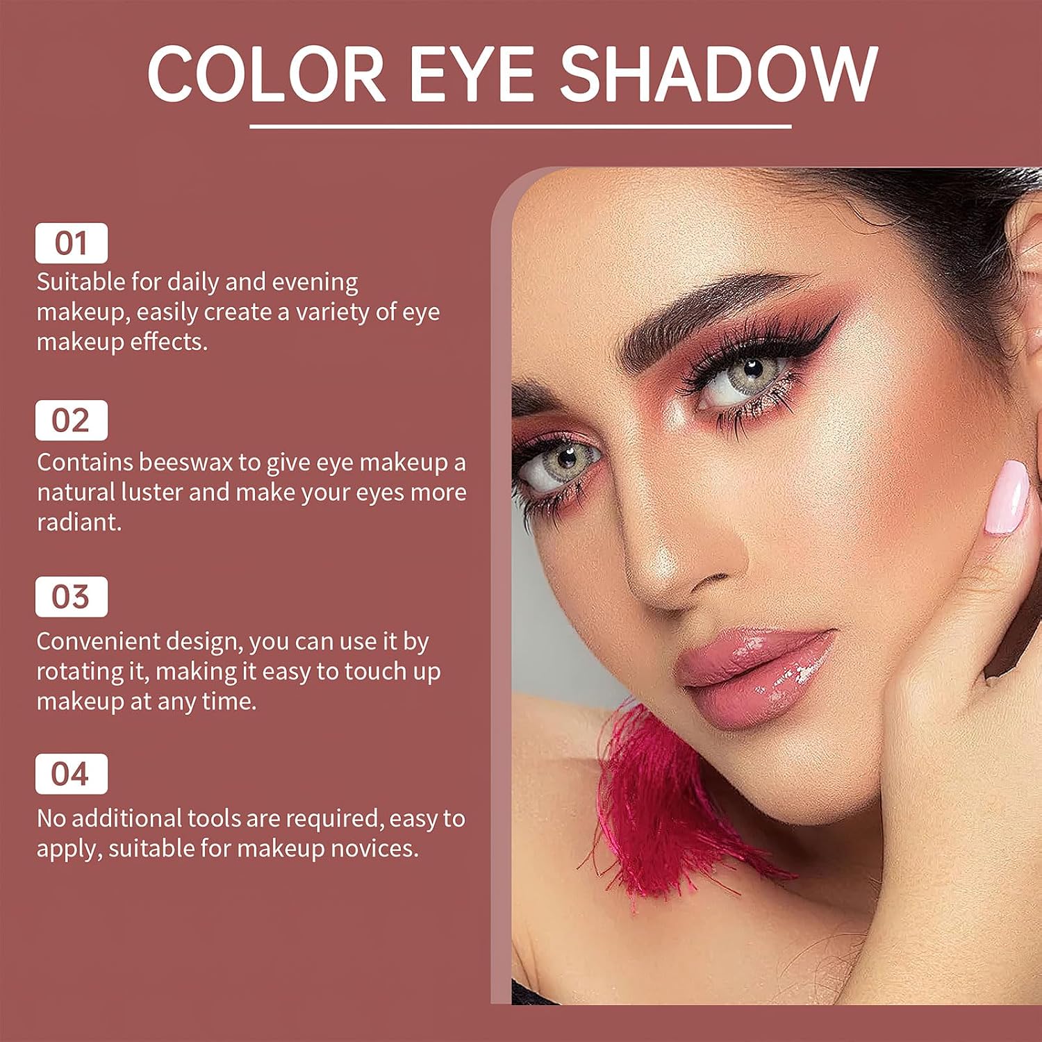6 Color Eyeshadow Stick Set, Pink, 3 Pcs