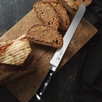 10" Bread Knife - Sourdough Slicing Knife Professional 5Cr15Mov Stainless Steel Serrated Knives, Ergonomic Wood Handle & Full Tang Design, Gift Box Included (Single-Edge