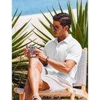 Coofandy Men'S Casual Button Down Shirts Short Sleeve Textured Summer Beach Shirts