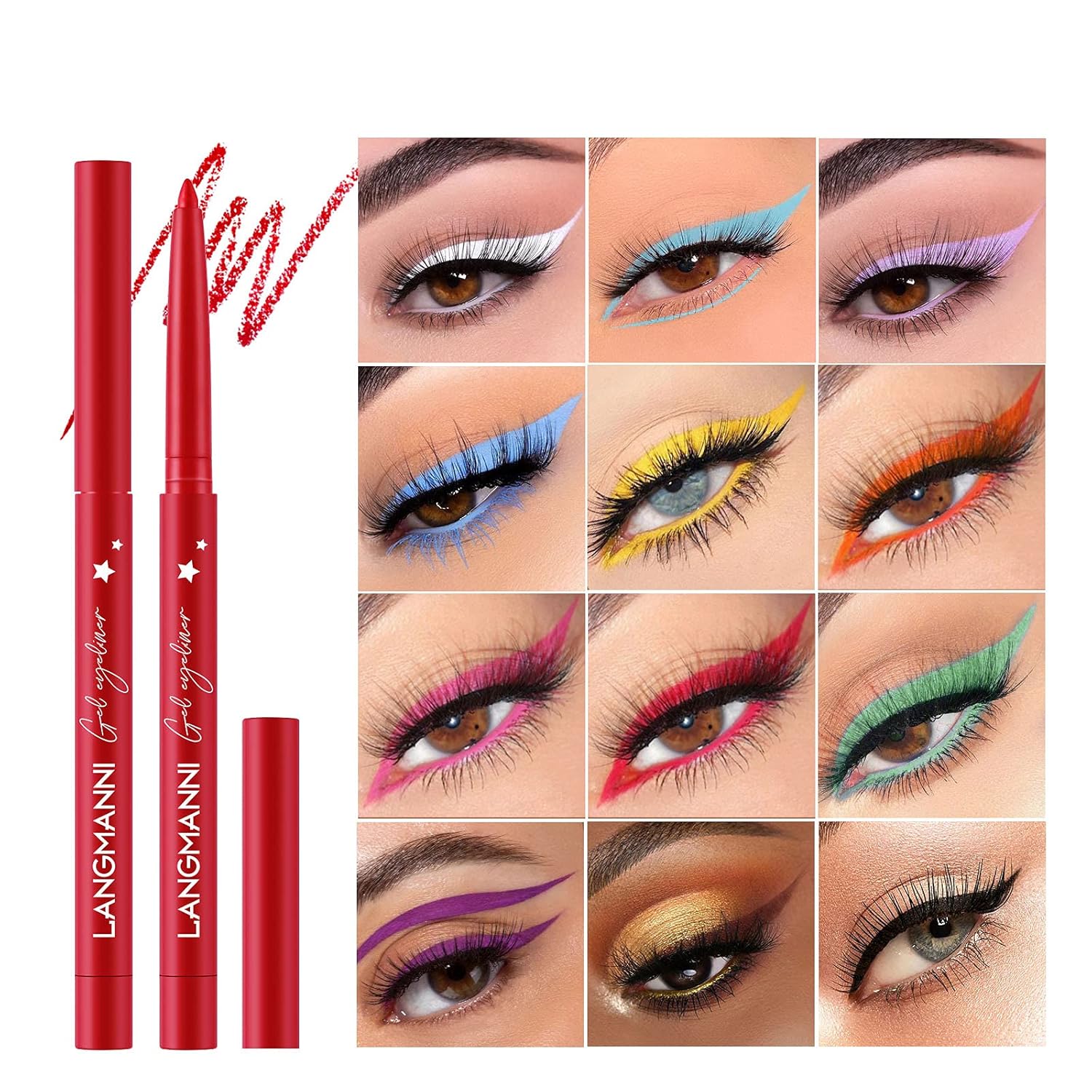 12 Colors Eyeliner Set - Matte Colored Gel Eyeliner Pencils, Waterproof, Smudge-Proof, Long-Lasting Gel Pencils - Natural Eye Liner for Older Women, lapiz de ojos delineador de ojos contra el agua