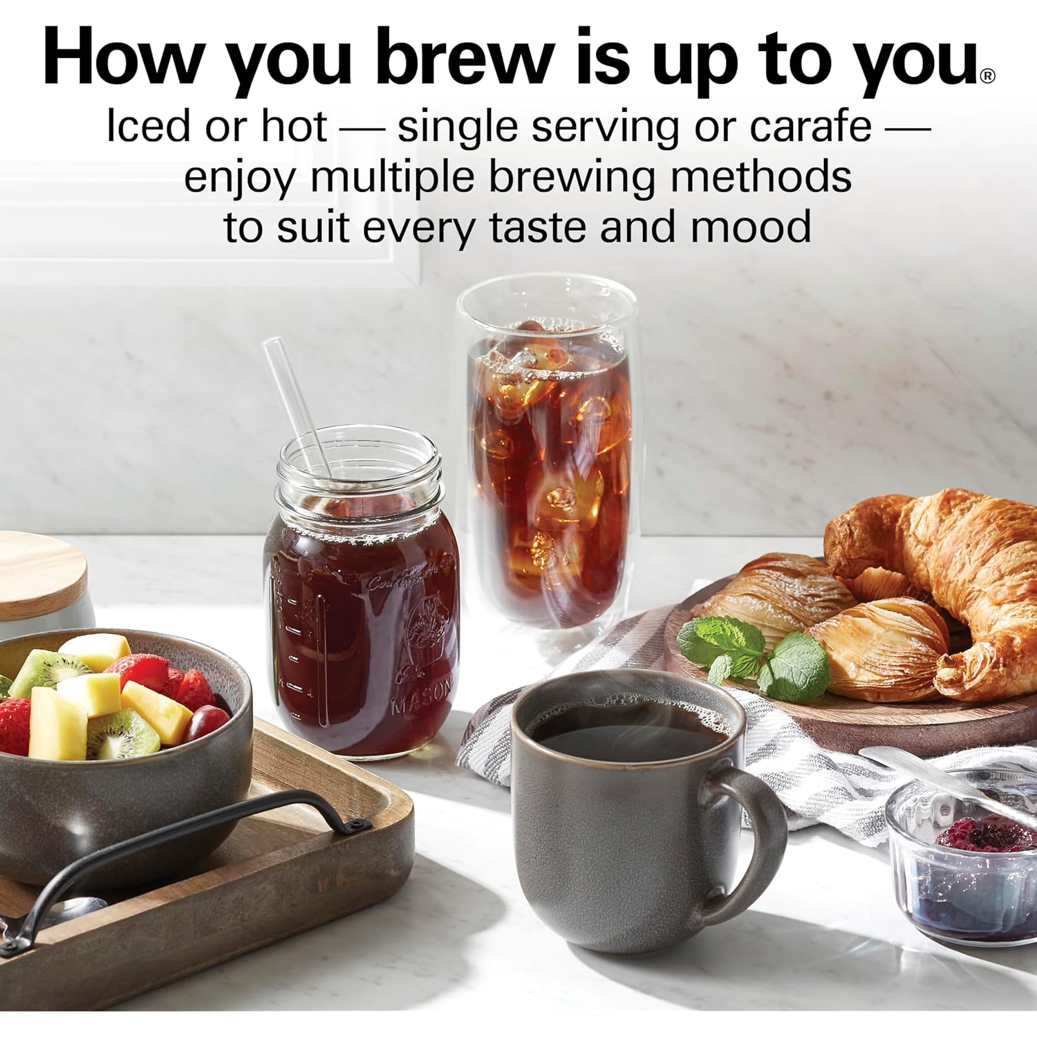 Hamilton Beach Flexbrew Advanced 5-In-1 Drip & Single Serve Coffee Maker | Single Serve Hot & Iced Coffee Maker | 12 Cup Programmable Drip Coffee Maker | Removable 60 Oz. Reservoir | Black