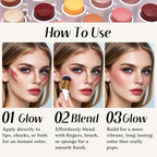 KIMUSE Face Sticks Trio, Cream Blush Stick & Highlighter Stick & Contour Stick for Sculpt the Cheeks, Long Lasting Cream Contour Stick Trio for Face Makeup, with Brush