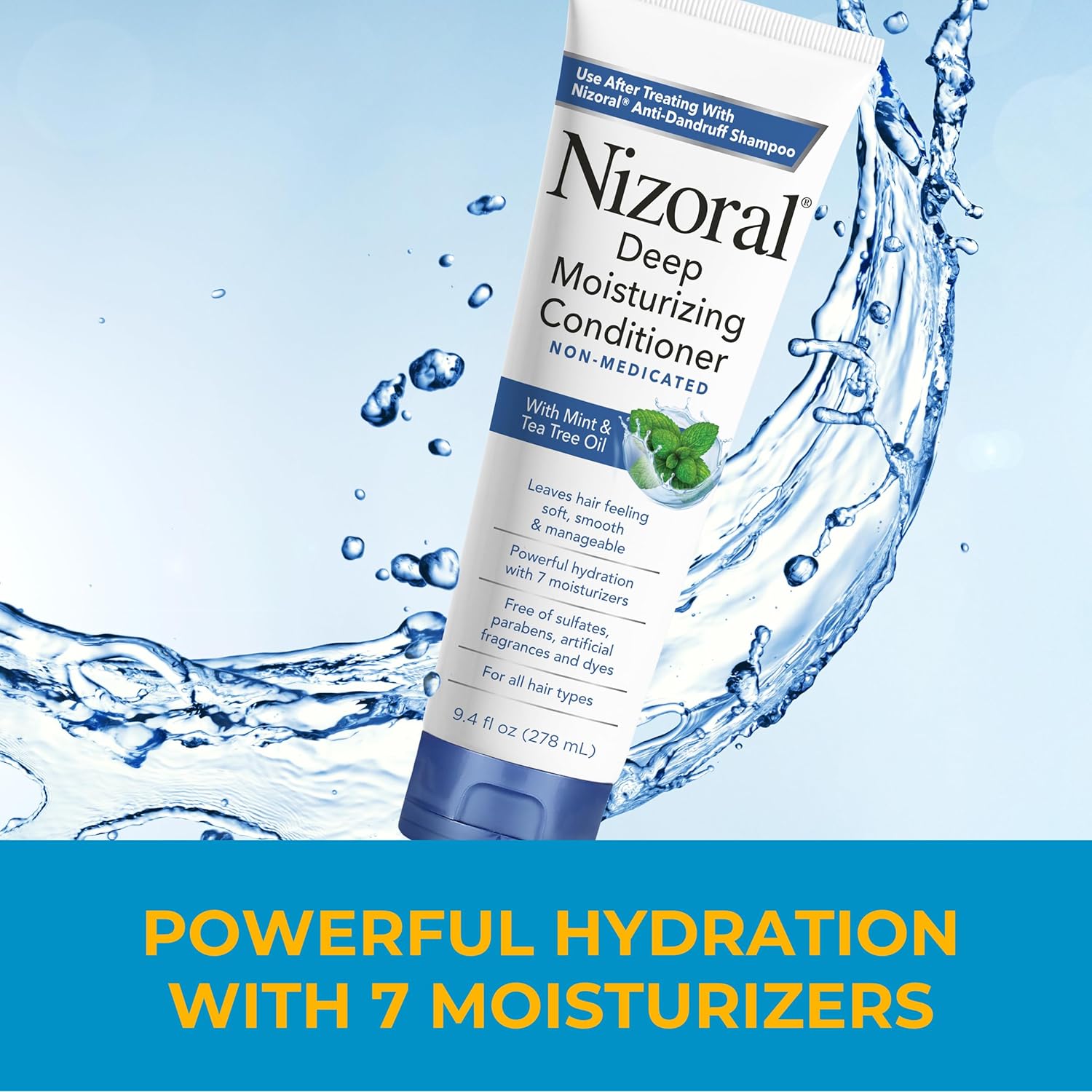 Nizoral Deep Moisturizing Conditioner, 9.4 oz, Anti-Dandruff Conditioner with Mint & Tea Tree Oil, Sulfate and Paraben Free, No Artificial Fragrance, For All Hair Types
