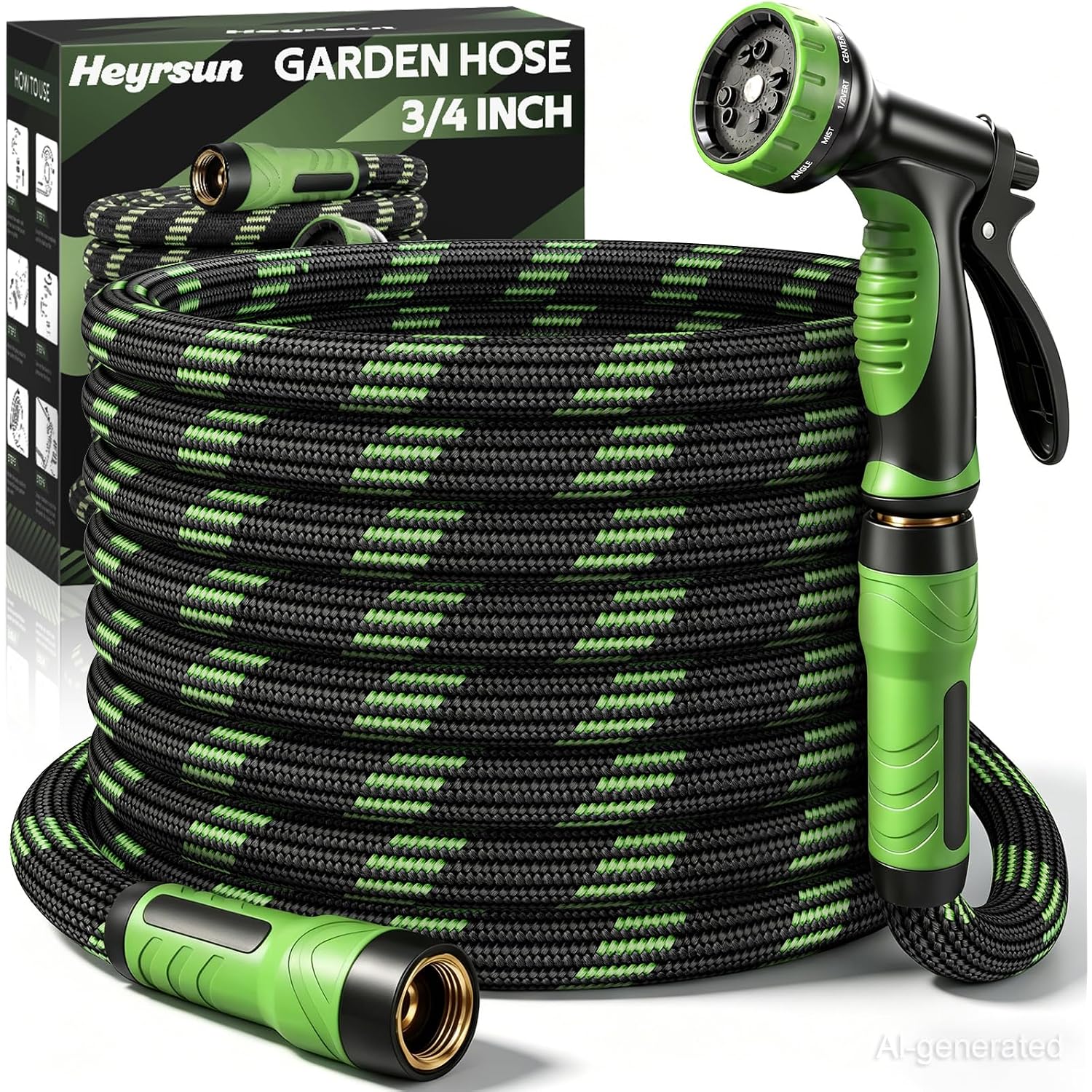 Non-Expandable Garden Hose 25 Ft Water Hose With 10-Function Spray Nozzle | Yard Hose Heavy Duty Steel Metal Flexible,Durable Fabric Skin,No Kinks & Leak-Proof With Upgraded Handle Hose Pipe Outside