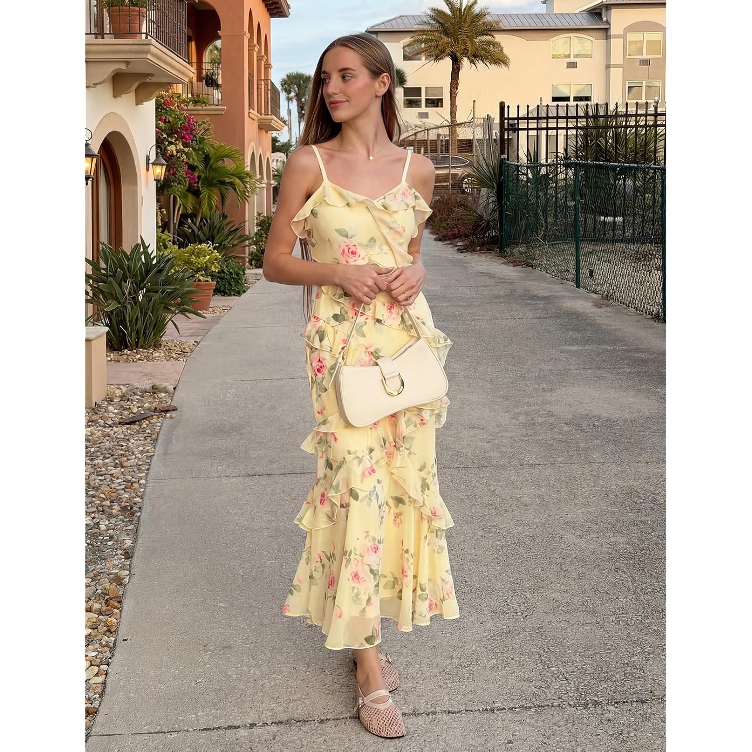 Merokeety Summer Floral Wedding Guest Maxi Dress Women 2026 Vacation Formal Bodycon Spaghetti Strap Cocktail Party Long Dress