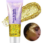 Go Ho Gold Face Body Glitter,Mardi Gras Glitter Makeup Gold Face Paint,Holographic Chunky Sequins Glitters For Eye Lip Hair Nails,Festival Rave Accessories,52G