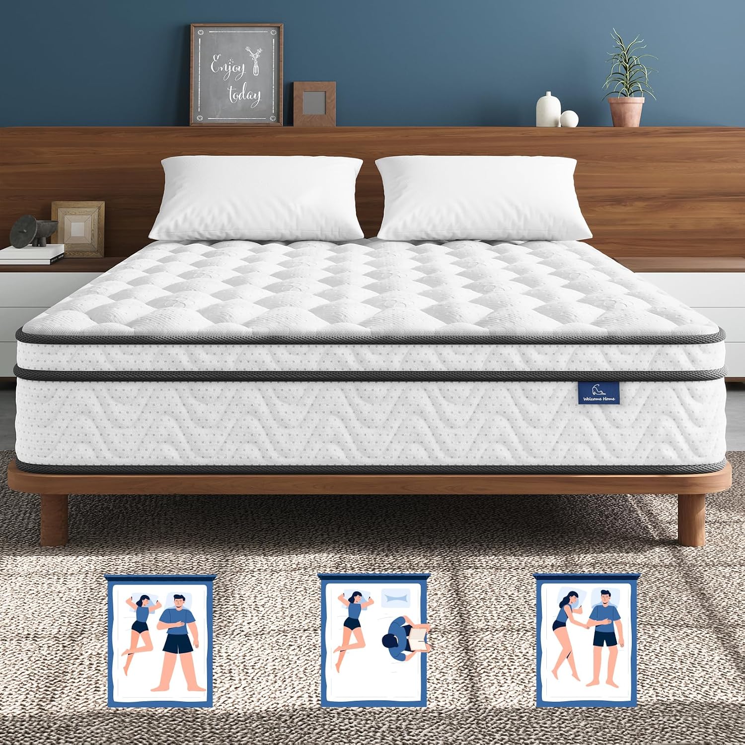 Vesgantti Queen Size Mattress 12 Inch, Cool Sleep Hybrid Mattress In A Box