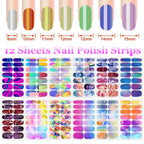 12 Sheets Nail Polish Strips Self Adhesive Gel Nail Stickers Full Nail Wraps for Women Girl Graffiti Gradient Starry Sky Nails Design Gel Strips Manicure Nail Art Accessories