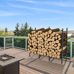 4Ft Firewood Rack Holder For Fireplace, Adjustable Log Stand For Storage | Indoor/Outdoor, 8 Legs, Black, Heavy Duty Log Stand, For Patio, Weather-Resistant Tubular Stee, Easy Assembly