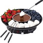 Kusini Electric Fondue Pot Set - Chocolate Fondue Kit - Temperature Control, Detachable Serving Trays, & 4 Roasting Forks - Gift Set & Date Night Idea. Serve at Movie Night or Game Night.