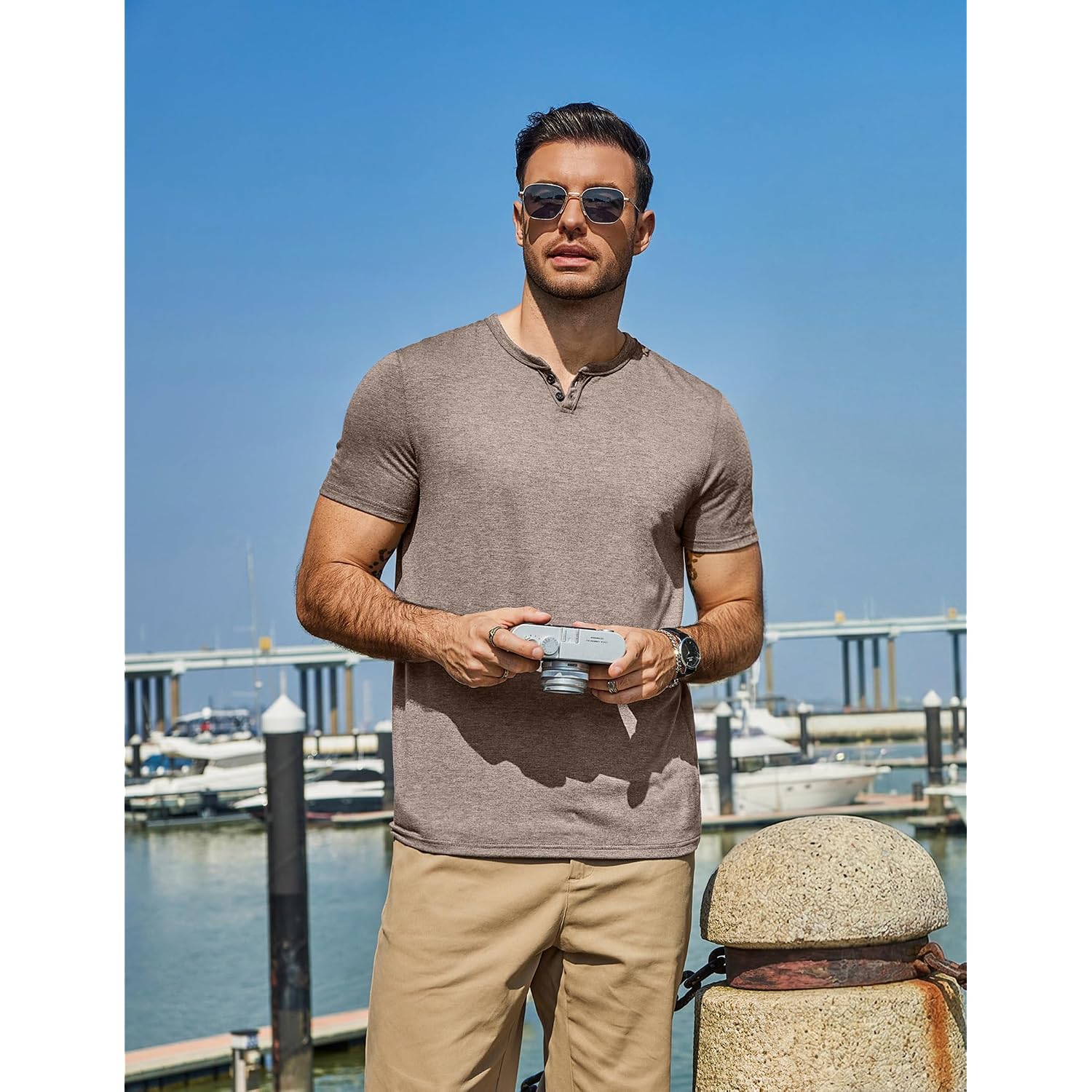 Coofandy Men'S T Shirts Short Sleeve Casual V Neck T-Shirt Soft Notch Neck Tee Classic Plain Shirts