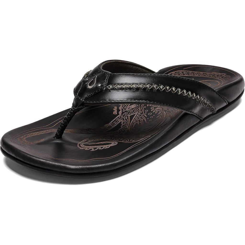 Olukai Mea Ola Men'S Leather Beach Sandals, Soft & Durable Flip Flops, Arch Support & Comfort Fit, Enhanced Grip & Traction