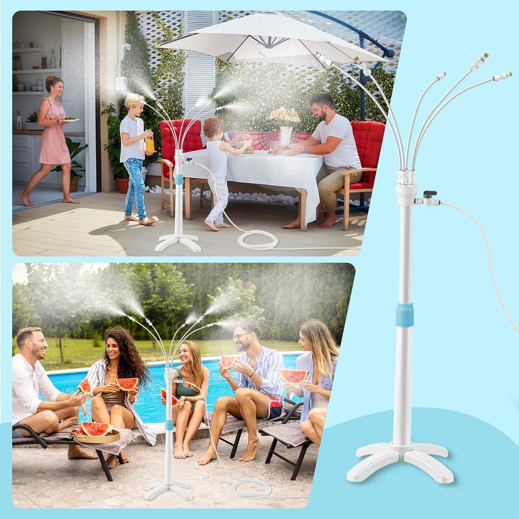 Stand Misters For Outside Patio, Standing Misters With Adjustable 46In Height, 5 Brass Nozzles And 26Ft Line, Standing Misting Cooling System For Bbq, Patio, Pool, And Outdoor Water Fun