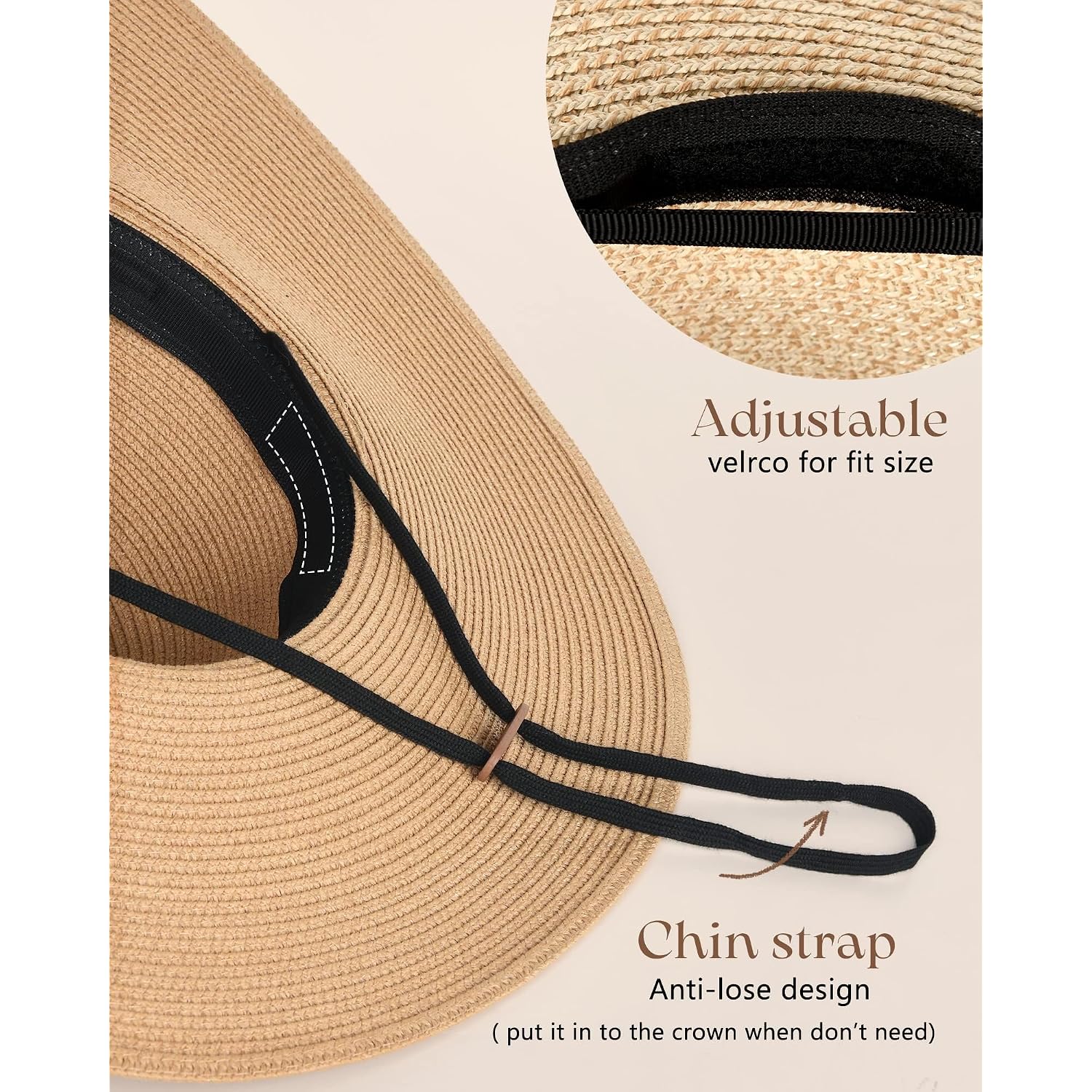 Furtalk Womens Sun Straw Hat Wide Brim Summer Hat Foldable Packable Floppy Beach Hats For Women