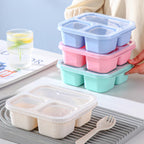 Touwmx Bento Box For Kids, 4 Pack 3 Compartments Meal Prep Containers Reusable Lunch Containers, Food Storage Containers With Lids, Stackable Snack Boxes For School, Work, And Travel