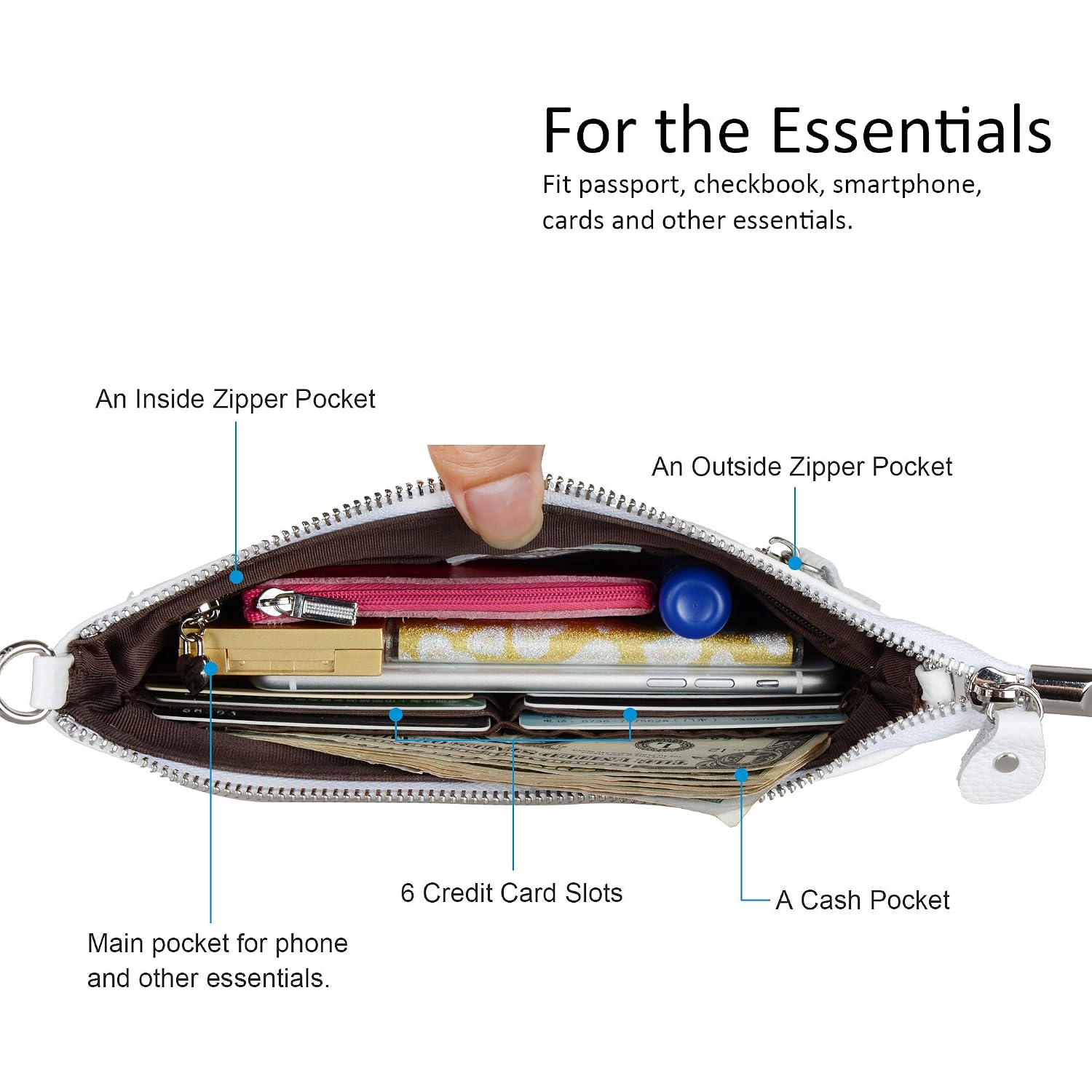 Befen Genuine Leather Wristlet Clutch Wallet Purses Small Crossbody Bags For Women With Rfid Blocking Card Slots