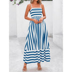 Prettygarden Women Summer Maxi Dresses 2026 Spaghetti Strap Boho Floral Striped Wedding Guest Beach Vacation Flowy Long Dress
