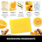 Valitic Brightening Lemon & Turmeric Kojic Acid Soap With Vitamin C, Retinol, Collagen - Original Japanese Complex Infused With Hyaluronic Acid, Vitamin E, Shea Butter - Dark Spot Corrector (2 Pack)