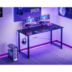 Casaottima 48 Inch Small Computer Desk For Home Office, Study Writing Table For Small Spaces, Simple Modern Desk With Headphone Hooks, Pure Black