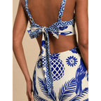 Floerns Women'S Tropical Bow Tie Back Long Dress Sleeveless Split Vacation Maxi Dress
